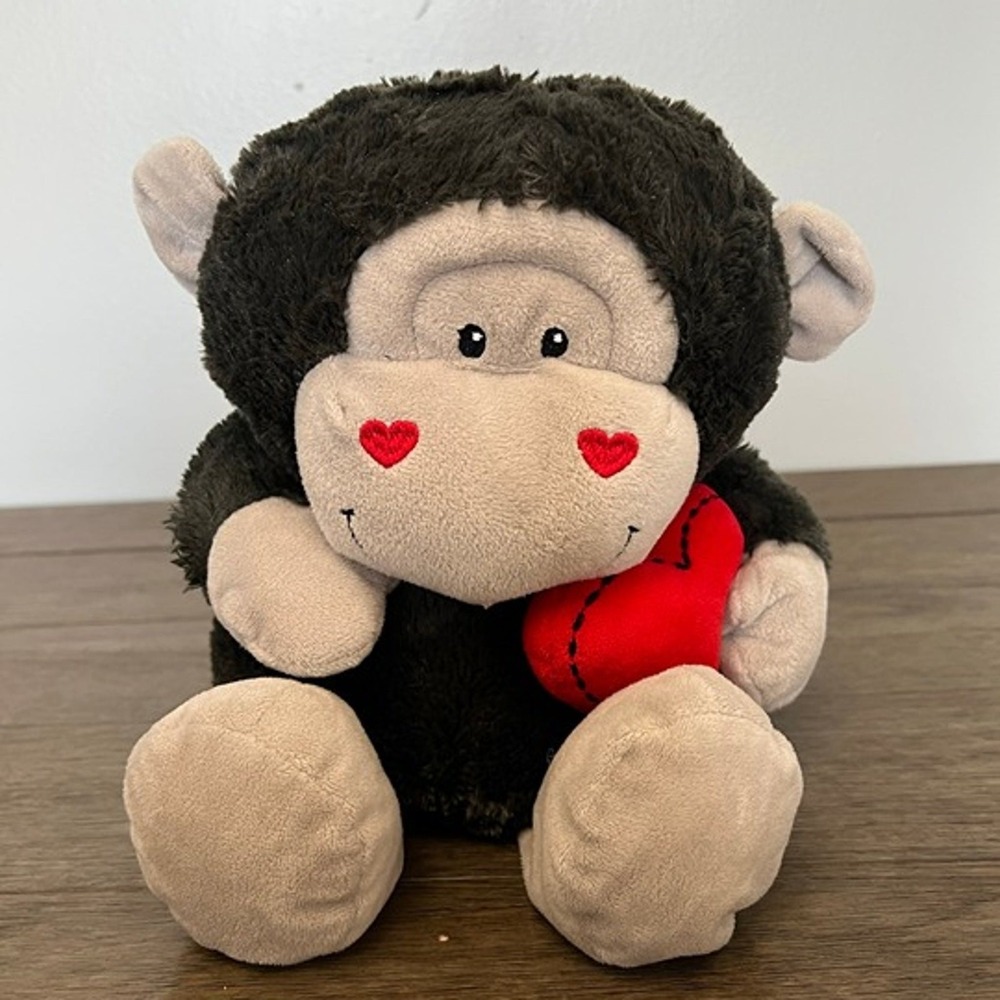 MTY International Gorilla Plush Stitched Heart Valentine Stuffed Animal Dan Dee